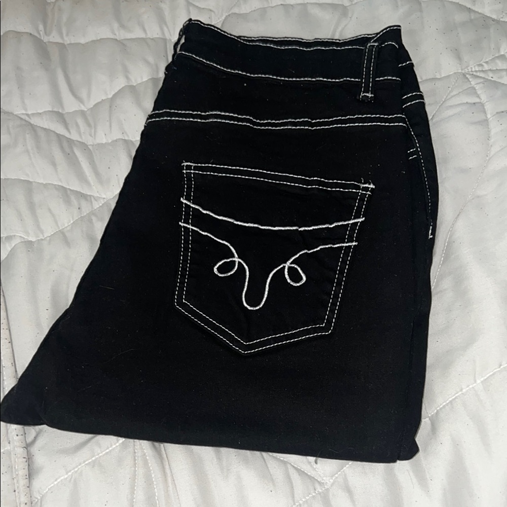 Black Jeans with White Stitching